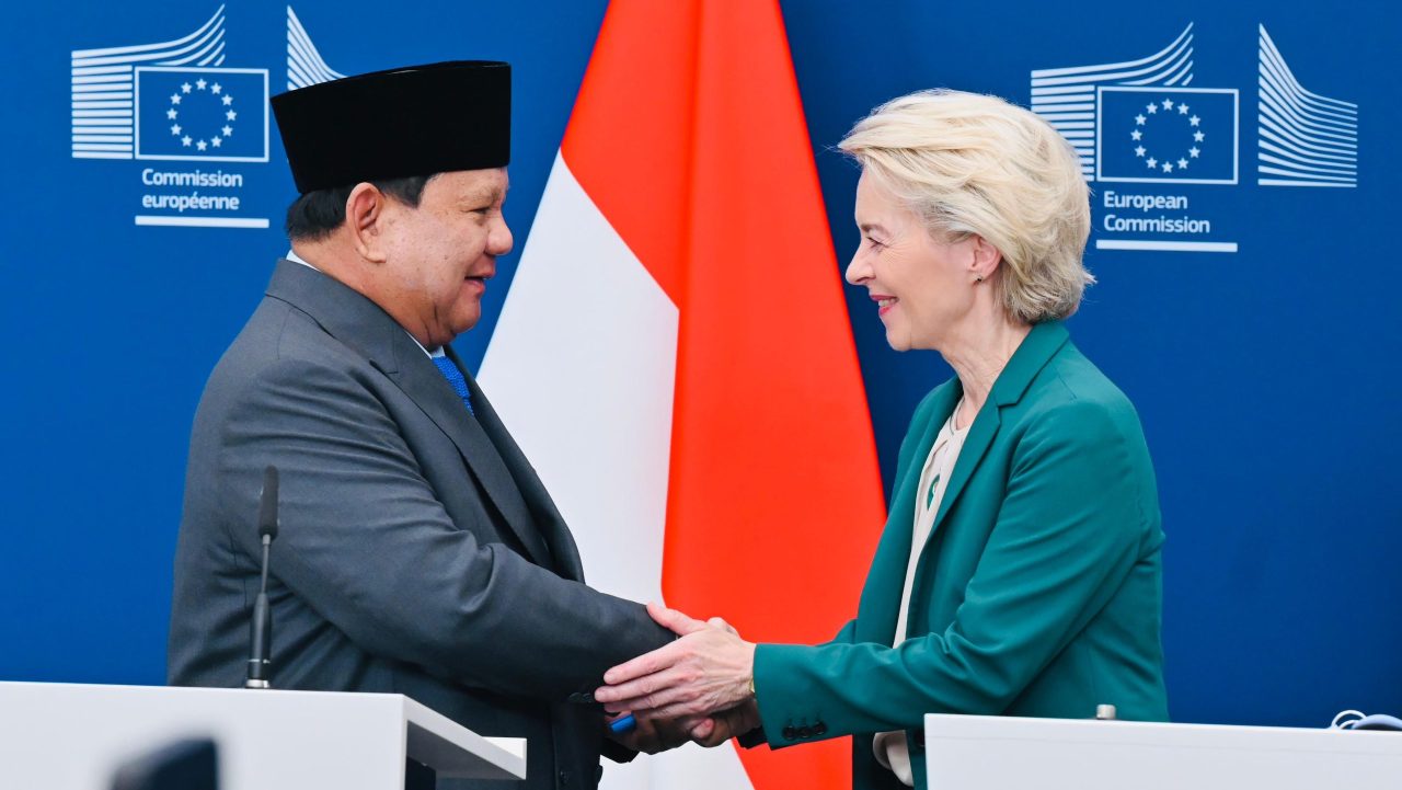 Presiden Republik Indonesia, Prabowo Subianto dan Presiden Komisi Eropa, Ursula von der Leyen di Brussel, Belgia, Minggu (13/7/2025)/Dok. BPMI Setpres