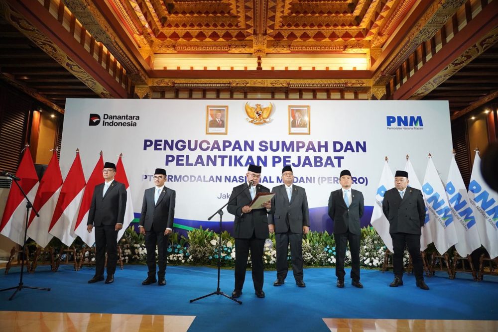 Prosesi pengucapan sumpah dan pelantikan pejabat PT Permodalan Nasional Madani (Persero) di Jakarta (3/6)