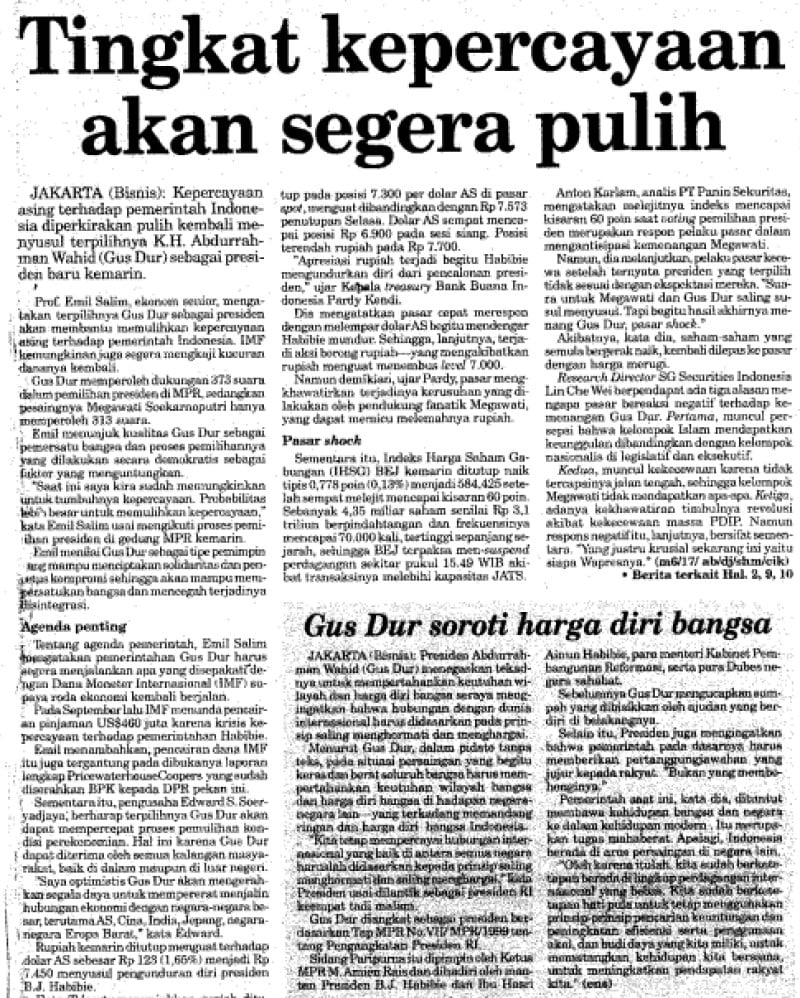 Berita terpilihnya Gus Dur